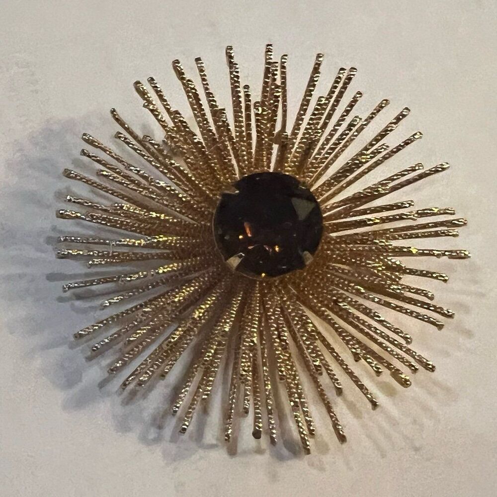 vintage Sarah Coventry starburst brooch, Amber Starburst